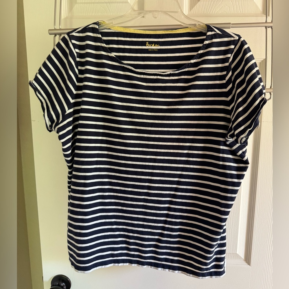 Boden Navy & White Striped Short Sleeve Tee